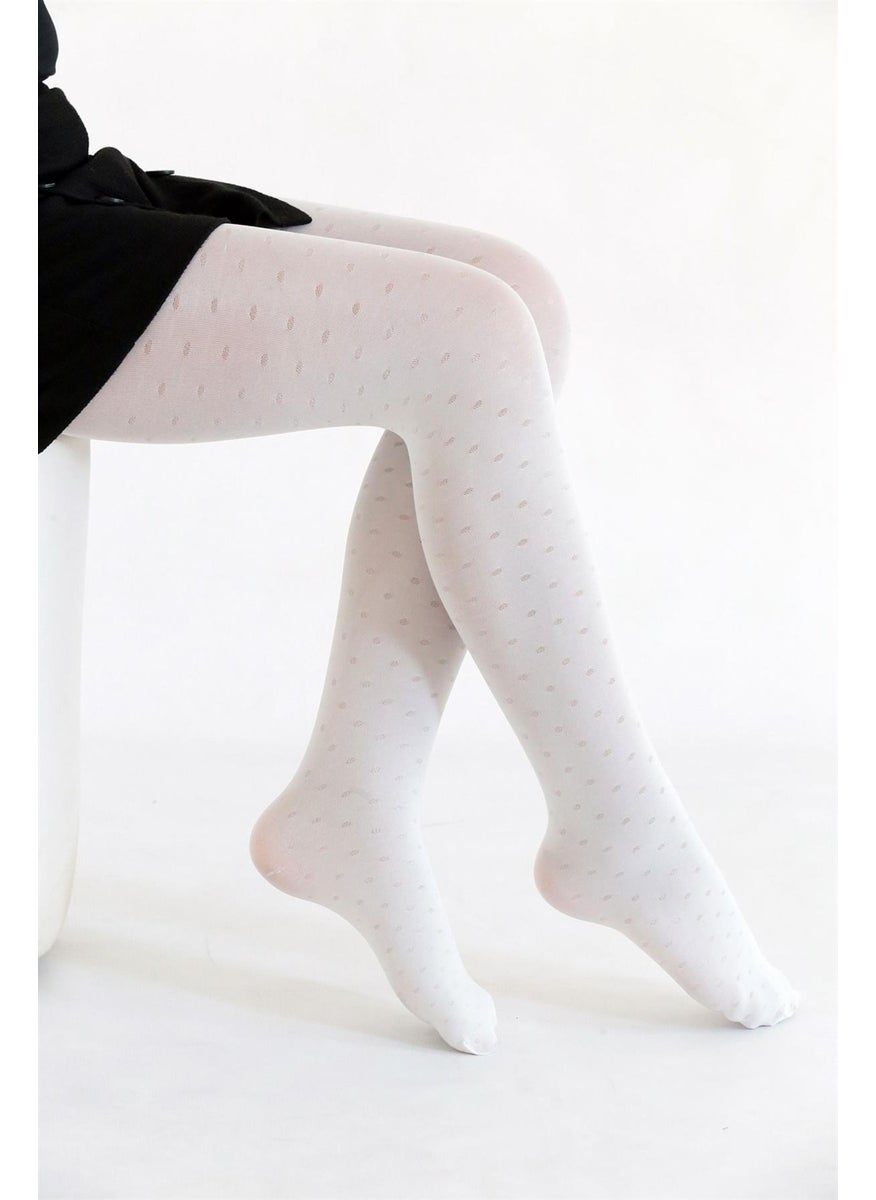 DayMod Dot Kids Tights White  - Image 2