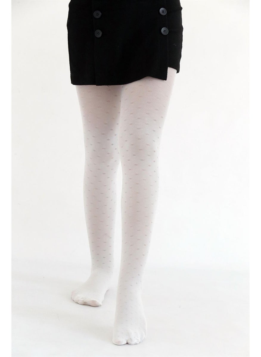 DayMod Dot Kids Tights White  - Image 4