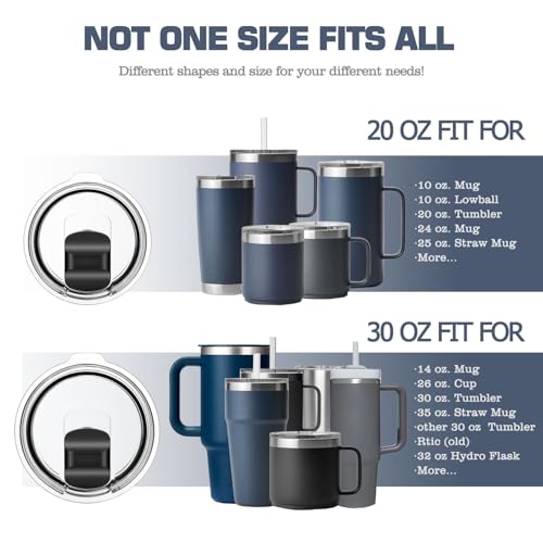 BOEEA 20 oz Tumbler Lid Replacement for Yeti 20 oz Tumbler, 10/24 oz Mug and 25 oz Straw Mug, Travel Spill Proof Cup Lids with Magnetic Slider, BPA Free (2 Pack) - Image 5