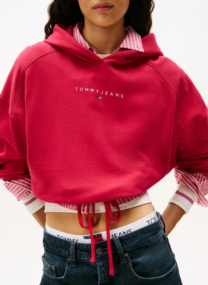 TOMMY JEANS  Logo Crop Pullover Hoodie for Women | Best Price UAE