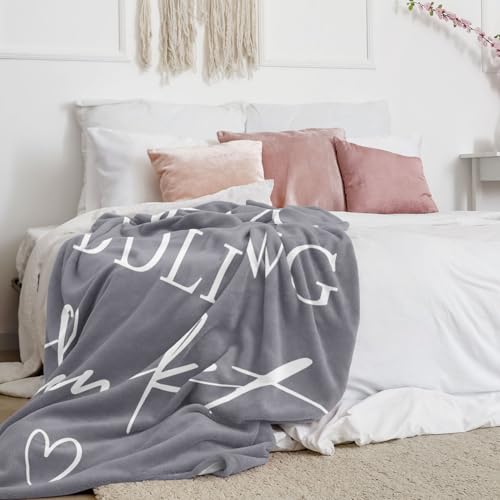 Pubrave Gifts for Her/Him/Girlfriend/Boyfriend/Wife/Husband, Anniversary Christmas Wedding Engagement Gifts for Couples/Women/Men, Romantic Couple Cuddling Blanket Grey 60x50in - Image 5