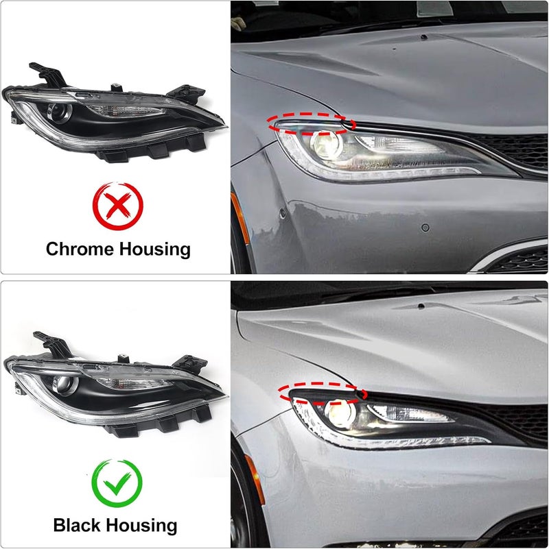 Huray Halogen Headlight Assembly for Chrysler 200 (2015-2017) Right Passenger Side with LED DRL - Image 5