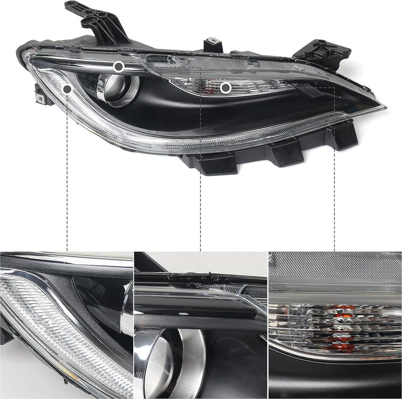 Huray Halogen Headlight Assembly for Chrysler 200 (2015-2017) Right Passenger Side with LED DRL - Image 2