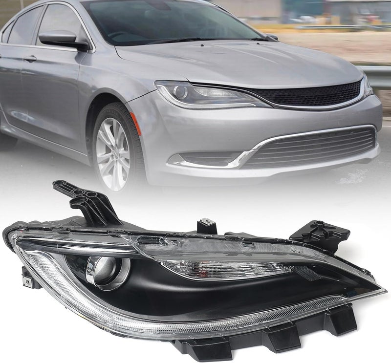 Huray Halogen Headlight Assembly for Chrysler 200 (2015-2017) Right Passenger Side with LED DRL - Image 1