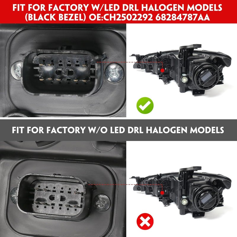 Huray Halogen Headlight Assembly for Chrysler 200 (2015-2017) Right Passenger Side with LED DRL - Image 4