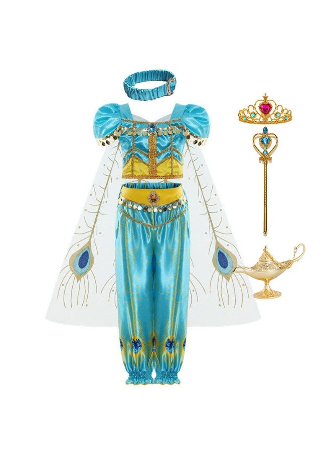 NIBEMINENT Princess Jasmine Classic puffed-sleeve Princess Christmas Aladdin Magic Lamp Dress - Image 1