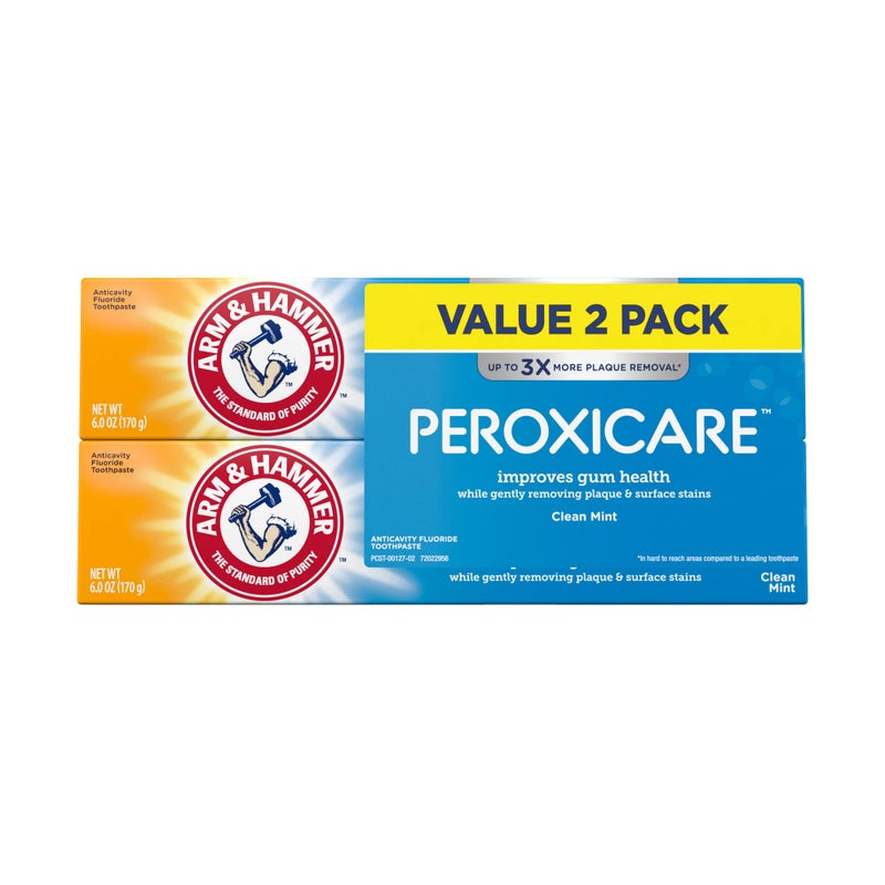 ARM & HAMMER Peroxicare Toothpaste for Gum Health, Baking Soda Toothpaste, Clean Mint, 6.0oz (Pack of 2) - Image 1