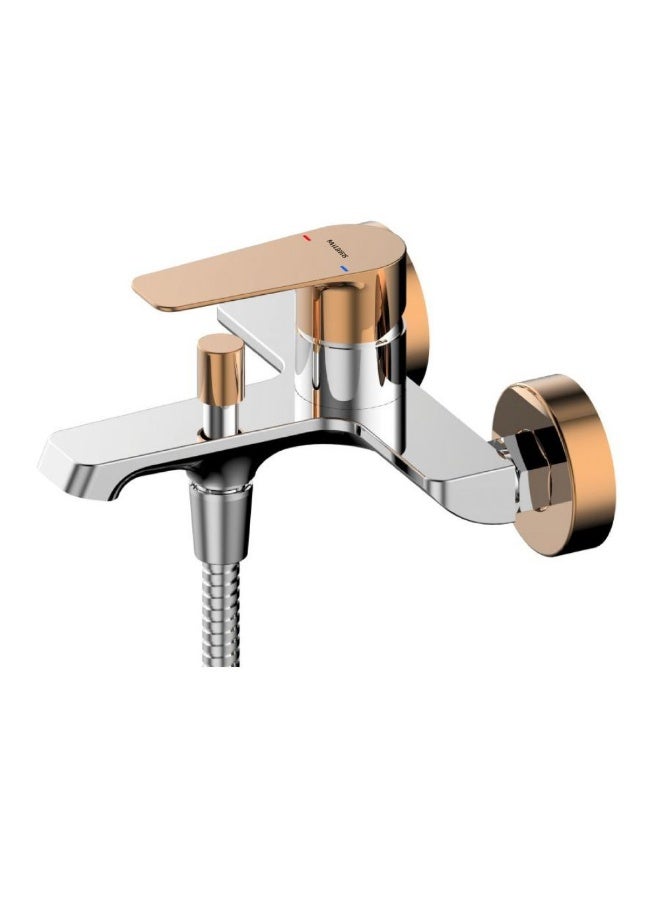 Milano Plus Rio Bath Mixer with Shower Set - Durable Brass Construction, Chrome Finish, 7-Year Warranty - DIY Installation for Indoor Bathrooms - Silver & Gold Options