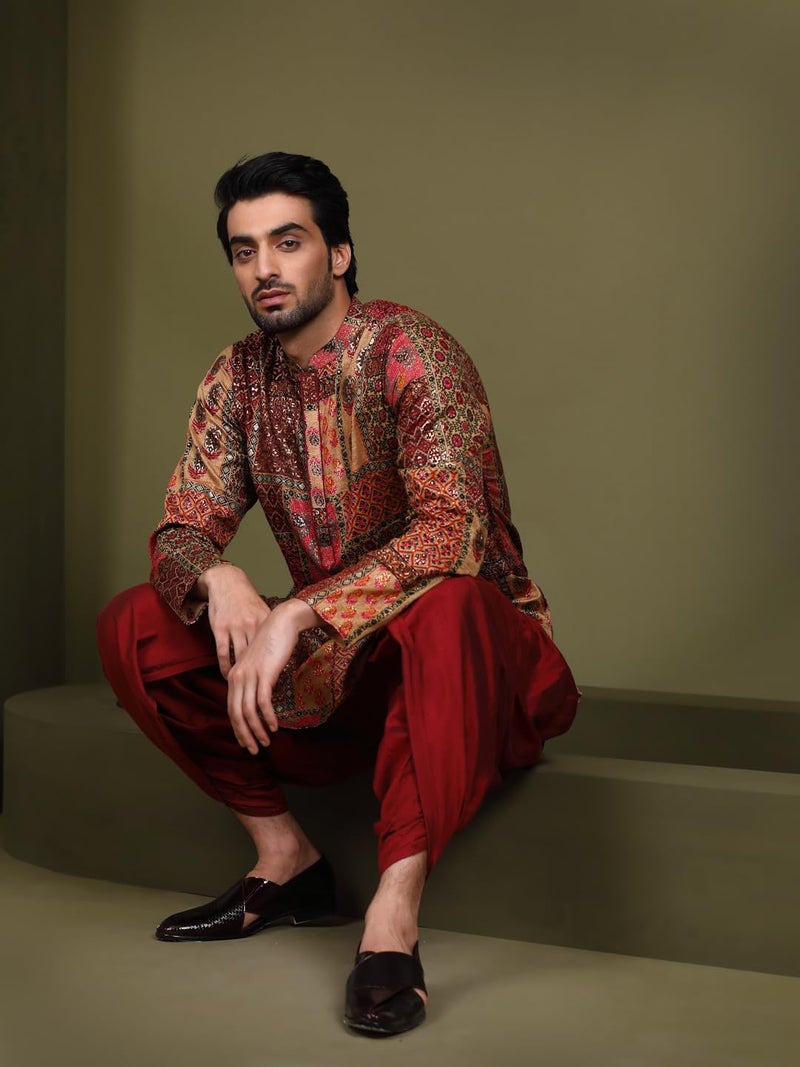 KISAH Mens Kurta - Printed Cotton Blend Festivewear – Traditional Ethnic Wear Kurta for Men for Weddings & Festivals - Image 4