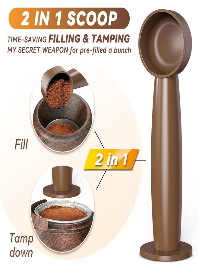 CAPMESSO Reusable Vertuo Pod Refill Kit for Nespresso: Reusable Vertuo Capsule for Nespresso/Coffee Pods Vertuoline with 100 Aluminum Foil Lids for Any Size of Vertuo Plus Espresso Pod- Wood Grain Holder - Image 4