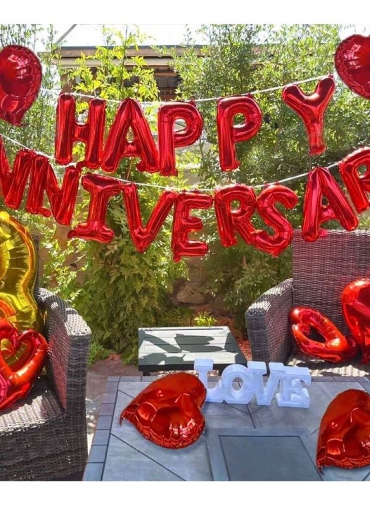30 pieces of large red balloons in the shape of hearts and letters for the phrase “Happy Anniversary”.  - Image 3
