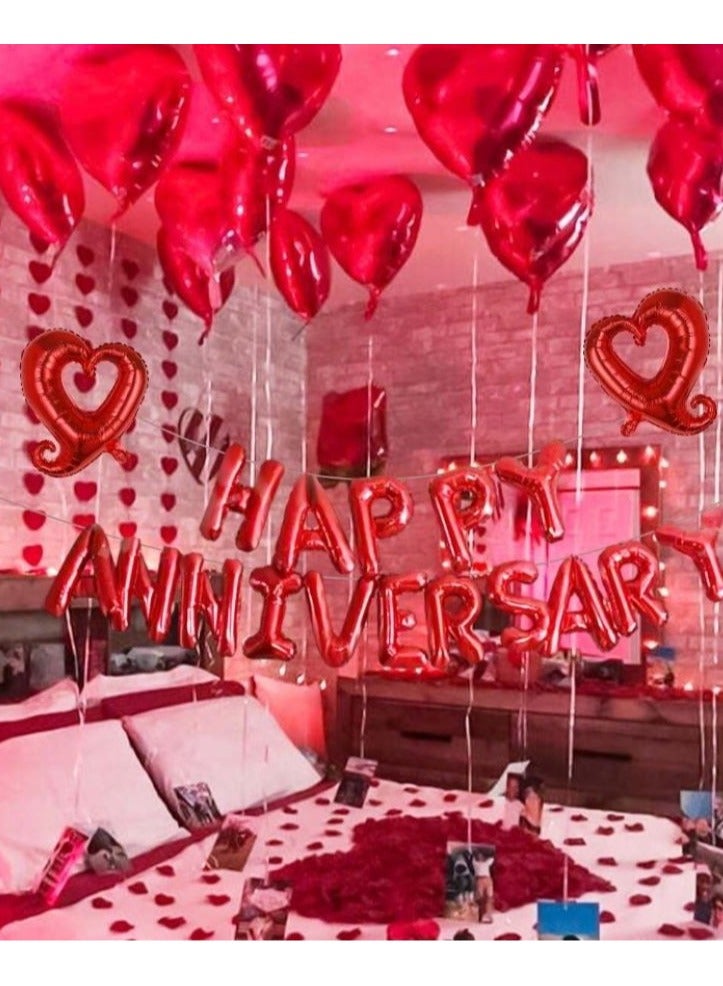 30 pieces of large red balloons in the shape of hearts and letters for the phrase “Happy Anniversary”.  - Image 4
