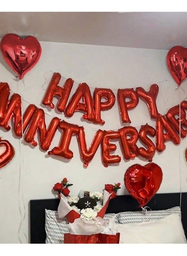 30 pieces of large red balloons in the shape of hearts and letters for the phrase “Happy Anniversary”.  - Image 5