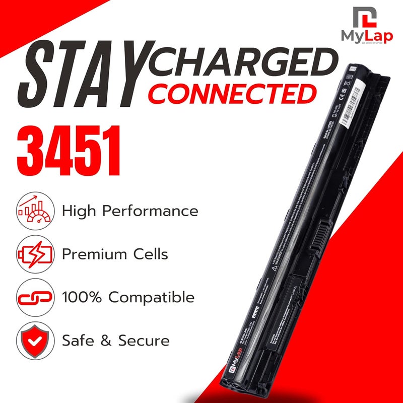 Mylab بطارية لابتوب ديل إنسبيرون M5Y1K 3451 3458 3551 5558 5758 فاسترو 3458 3558 (أسود) - Image 2