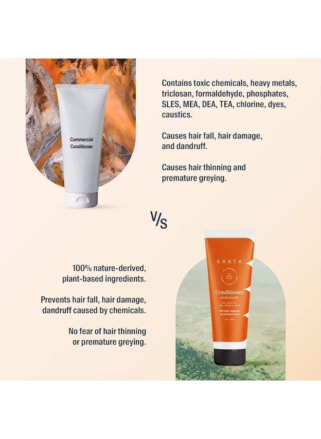 ARATA All-Natural Hair Conditioner With Ayurvedic Extracts | PETA-Certified Vegan & Cruelty-Free | Gentle Detangling With Ayurvedic Sugarcane & Blueberry Extracts - 10 Fl Oz - Image 5