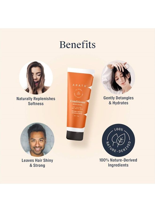 ARATA All-Natural Hair Conditioner With Ayurvedic Extracts | PETA-Certified Vegan & Cruelty-Free | Gentle Detangling With Ayurvedic Sugarcane & Blueberry Extracts - 10 Fl Oz - Image 2