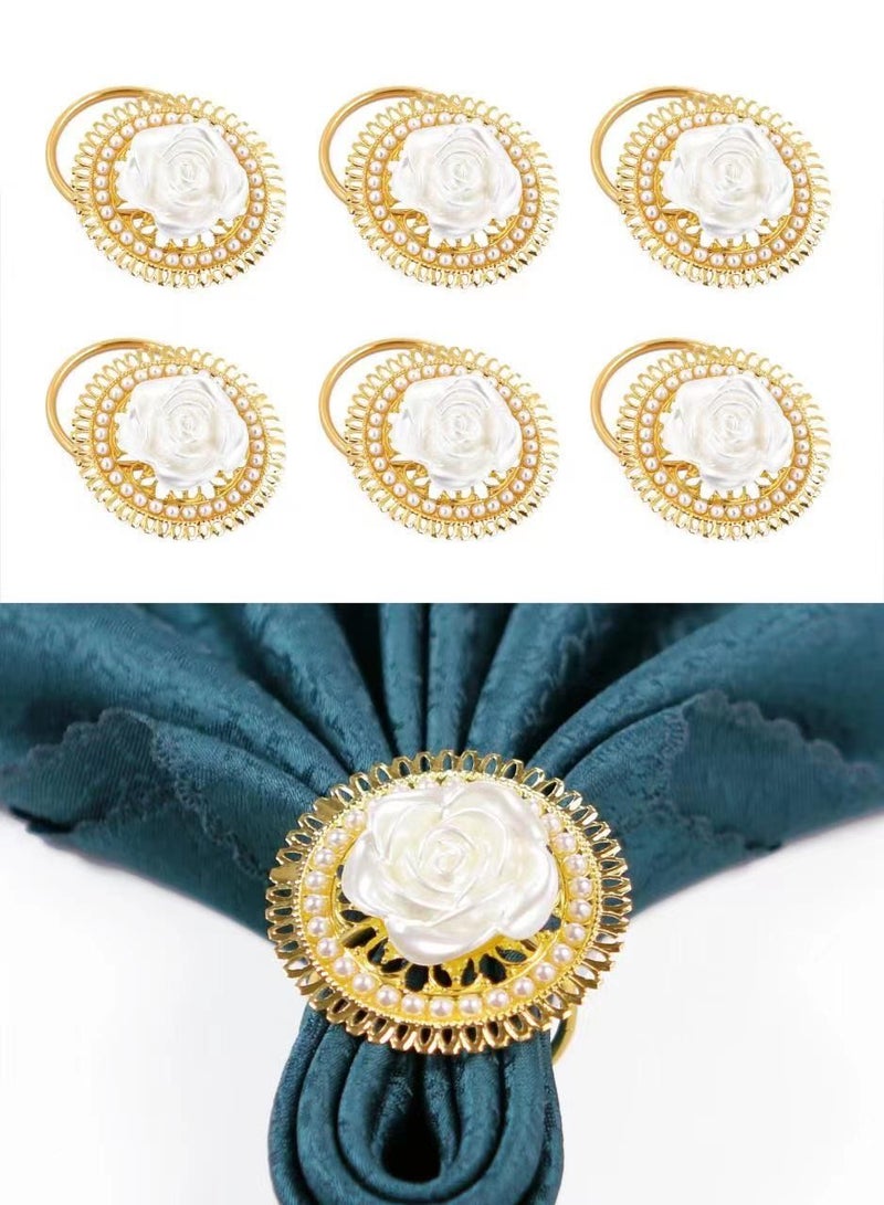 RARELY Set of 6 Gold Flower Circle Napkin Ring  - Image 1