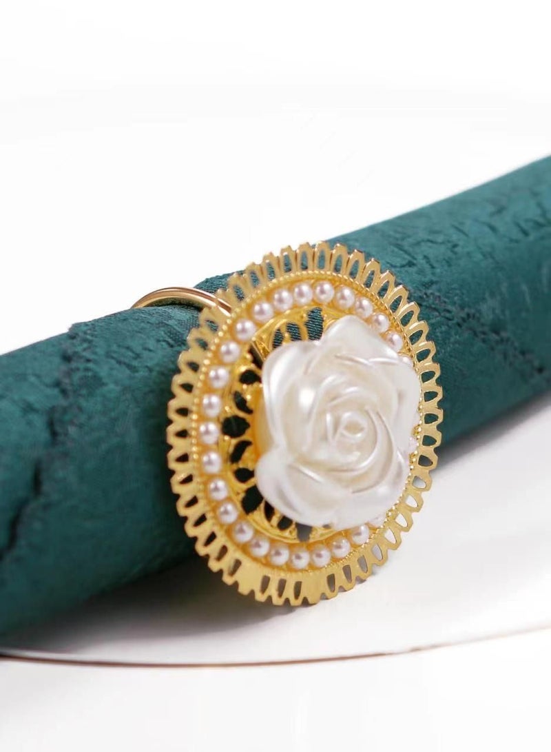 RARELY Set of 6 Gold Flower Circle Napkin Ring  - Image 2