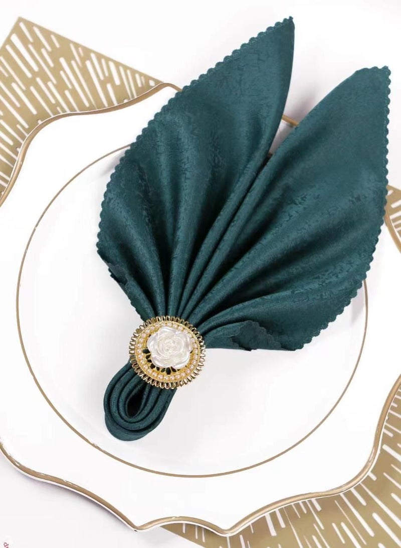RARELY Set of 6 Gold Flower Circle Napkin Ring  - Image 5