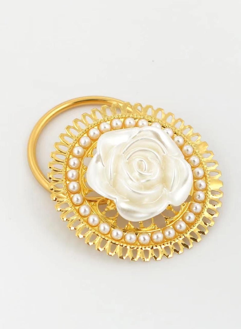 RARELY Set of 6 Gold Flower Circle Napkin Ring  - Image 3
