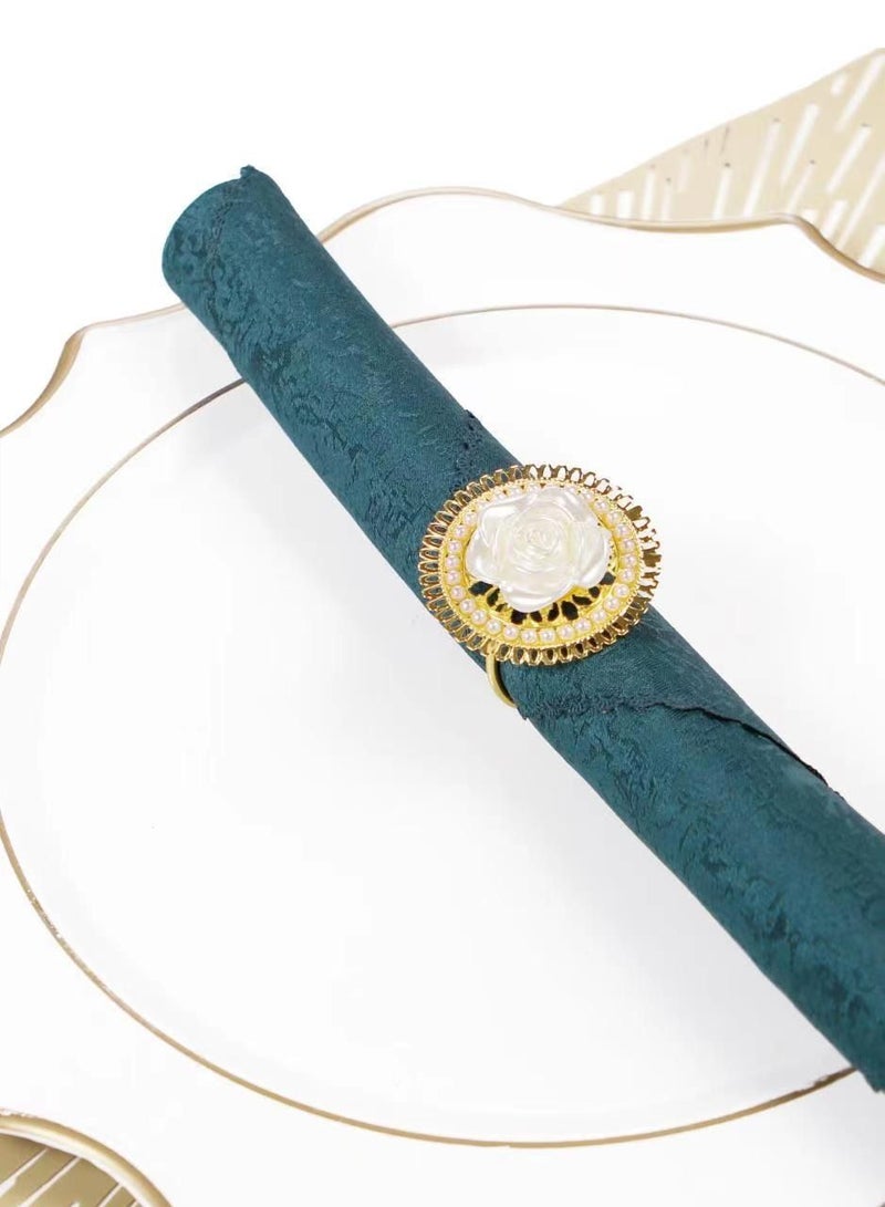 RARELY Set of 6 Gold Flower Circle Napkin Ring  - Image 4