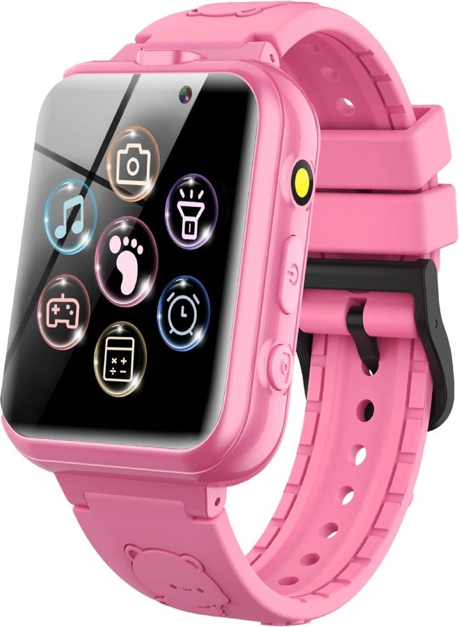 AROAQ Kids Smart Watch for Boys & Girls with Dual HD Camera, 24 Games, MP3 Music & Video Player, Pedometer, Touch Screen, Educational Toy & Birthday Gift for Children (Ages 3–12) , Pink