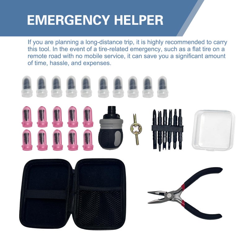 Bawkars Tire Repair Rubber Nail Kit with Ratcheting Screwdriver, Needle-Nose Pliers & Organizer Case, Fast Self-Service Tool for Car, Truck, Motorcycle, Tractor Tire Puncture Repair - Image 5