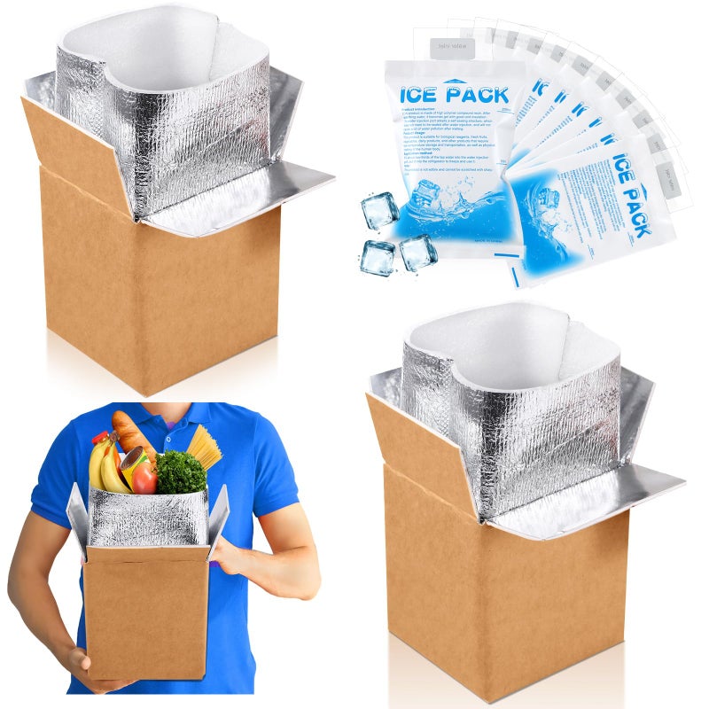Honoson 2 Pcs Thermal Insulated Shipping Boxes for Frozen Food with Ice Pack and Aluminum Foil Liner for Shipping Big Cold Pack Cooler Mailing Boxes for Moving Hot Frozen Food 6 X 5 X 65 - Image 2