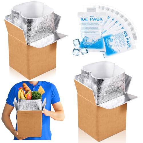 Honoson 2 Pcs Thermal Insulated Shipping Boxes for Frozen Food with Ice Pack and Aluminum Foil Liner for Shipping Big Cold Pack Cooler Mailing Boxes for Moving Hot Frozen Food 6 X 5 X 65 - Image 1