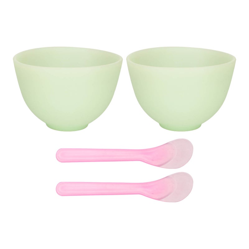 2set Face Mask Applicator Silicone Material Washable Reusable Soft Flexible Portable DIY Skin Care Bowl Brush Set - Image 1