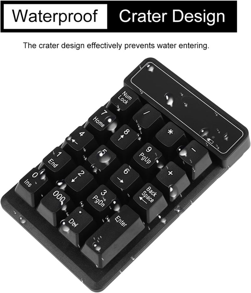 19 Key Wireless Numeric Keypad with Thousand Key for Touch Input, Suspension Buttons, Waterproof Design, Portable, Size - Image 3