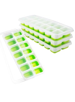 Y&D Ice Cube Trays  Easy Release Silicone and Flexible 14 Trays for Drinks Cocktail with Spill-Resistant Removable BPA Free Stackable Durable Dishwasher Safe (4pcs)  - Image 1