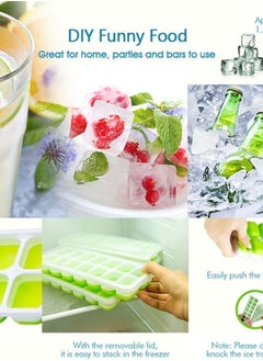 Y&D Ice Cube Trays  Easy Release Silicone and Flexible 14 Trays for Drinks Cocktail with Spill-Resistant Removable BPA Free Stackable Durable Dishwasher Safe (4pcs)  - Image 4