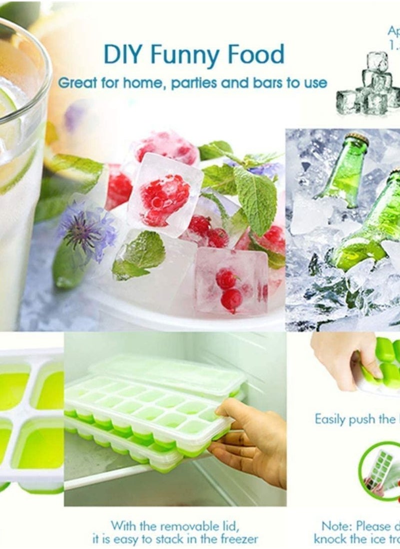 Y&D - Ice Cube Trays  Easy Release Silicone and Flexible 14 Trays for Drinks Cocktail with Spill-Resistant Removable BPA Free Stackable Durable Dishwasher Safe (4pcs) - Image 1