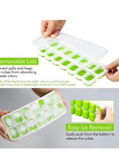 Y&D Ice Cube Trays  Easy Release Silicone and Flexible 14 Trays for Drinks Cocktail with Spill-Resistant Removable BPA Free Stackable Durable Dishwasher Safe (4pcs)  - Image 5