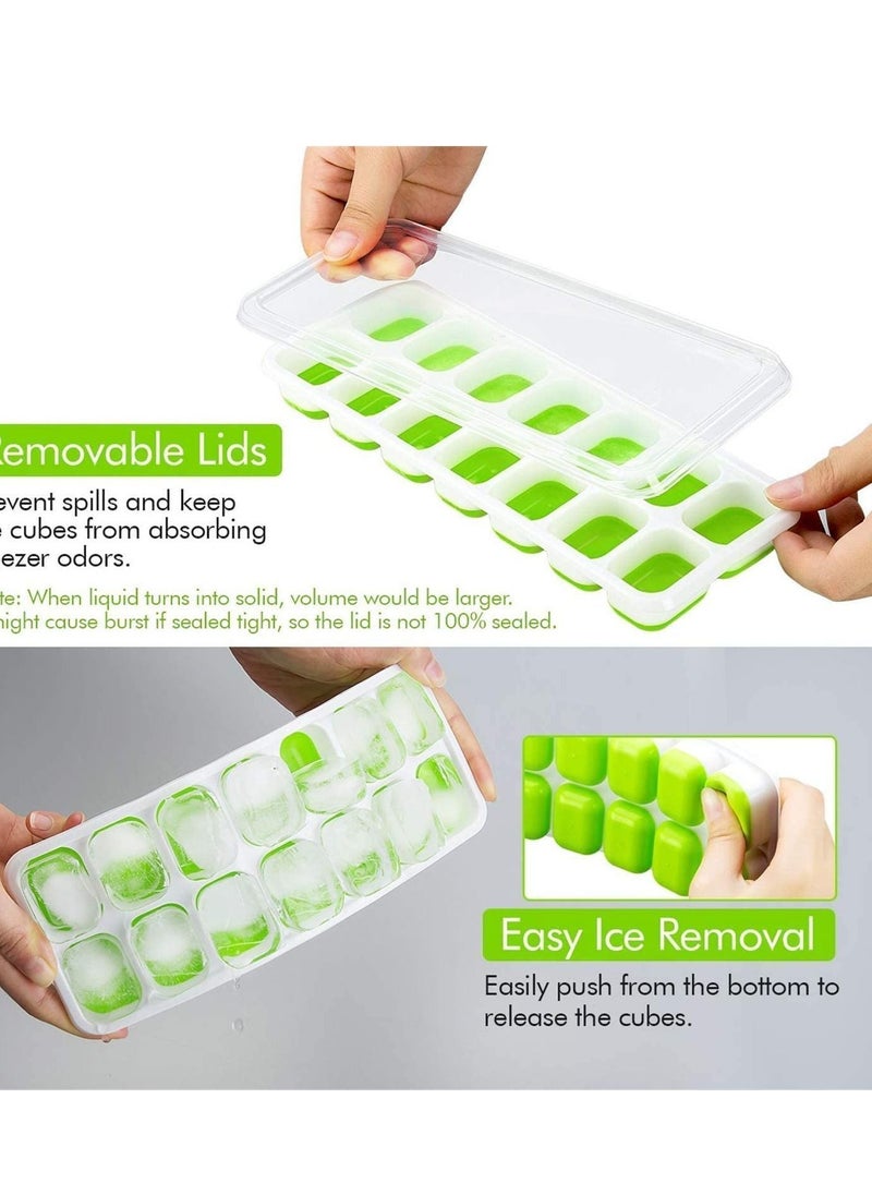 Y&D - Ice Cube Trays  Easy Release Silicone and Flexible 14 Trays for Drinks Cocktail with Spill-Resistant Removable BPA Free Stackable Durable Dishwasher Safe (4pcs) - Image 1