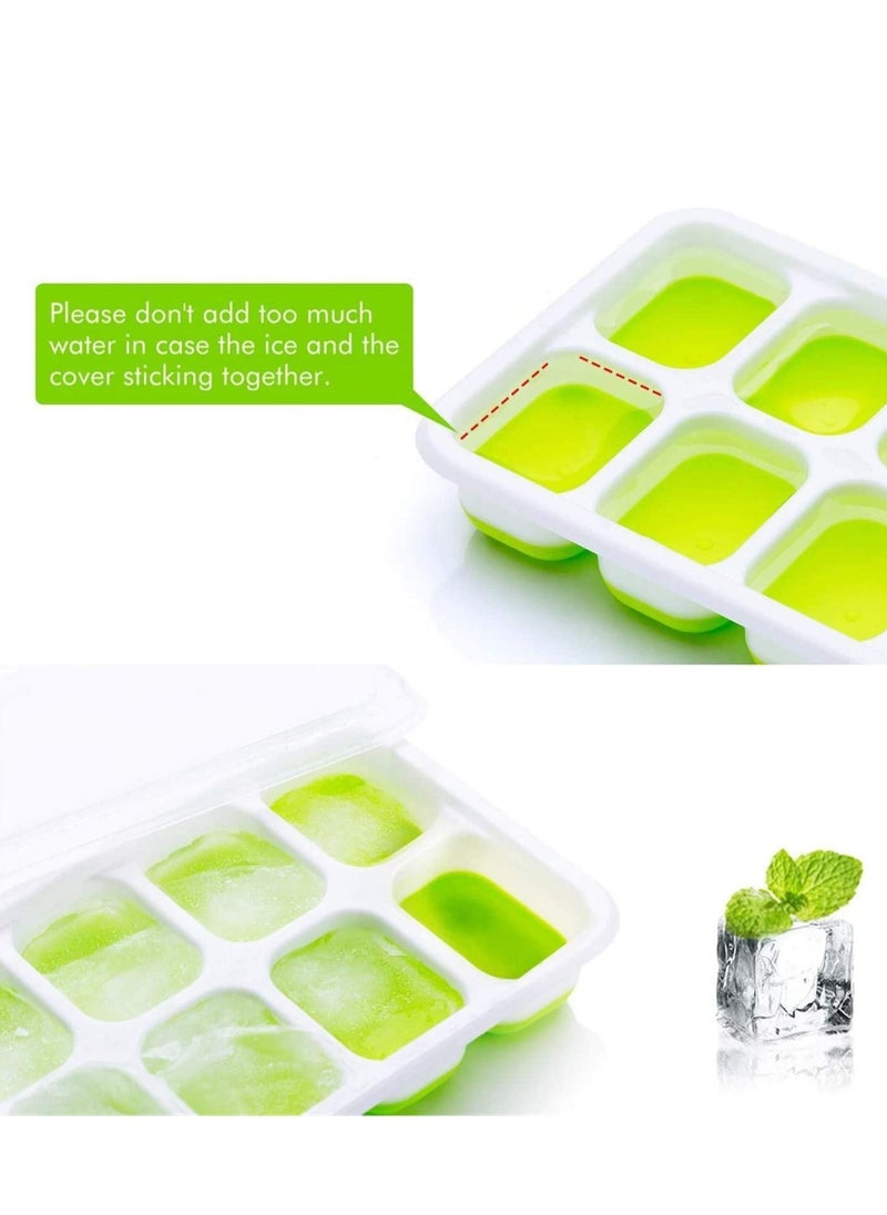 Y&D - Ice Cube Trays  Easy Release Silicone and Flexible 14 Trays for Drinks Cocktail with Spill-Resistant Removable BPA Free Stackable Durable Dishwasher Safe (4pcs) - Image 1