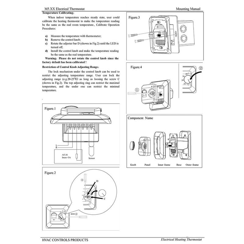 Manual Thermostat For Electric Underfloor Heating With Floor Sensor 230V 16A Black - Image 3