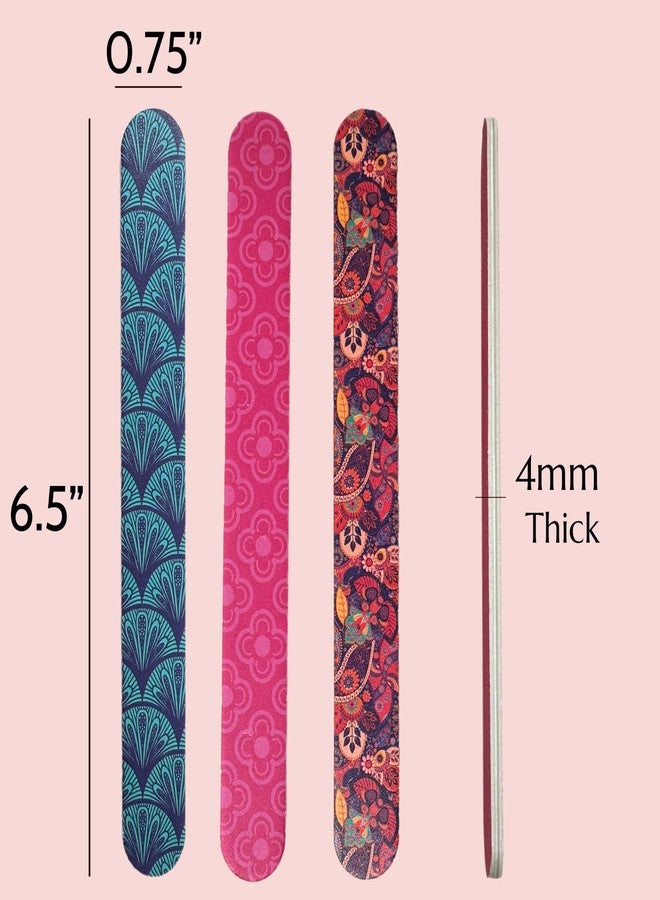 ALAZCO 12 Nail File Emery Boards Dual Sided Buffer Nail Filing Tools Smoothing Manicure Pedicure TSA Travel Friendly Professional DIY Fashionable Design Pink Blue Purple - Image 3