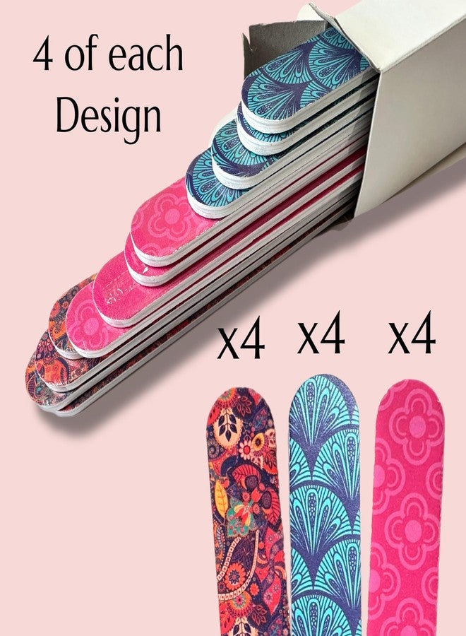 ALAZCO 12 Nail File Emery Boards Dual Sided Buffer Nail Filing Tools Smoothing Manicure Pedicure TSA Travel Friendly Professional DIY Fashionable Design Pink Blue Purple - Image 4