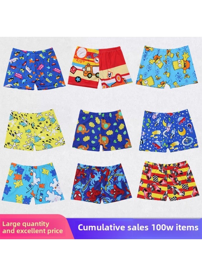 Loquat Men's Children's Swimming Trunks Boys' Swimsuit Cartoon Boxer Quick-drying Baby Swimsuit Big Boy Korean Hot Spring-Color:Blue Bottom Excavator -48- - Image 2