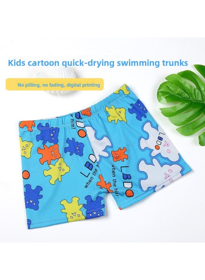 Loquat Men's Children's Swimming Trunks Boys' Swimsuit Cartoon Boxer Quick-drying Baby Swimsuit Big Boy Korean Hot Spring-Color:Blue Bottom Excavator -48- - Image 3