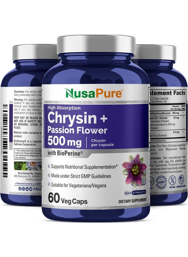 NusaPure Chrysin 500mg, 60 Veggie Capsules | Passion Flower Complex 500mg Supplement | 5, 7-Dihydroxyflavone | Concentrated Extract | Non-GMO, BioPerine - Image 4