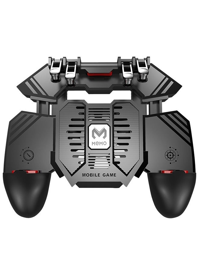 وحدة تحكم ألعاب الهاتف المحمول مع مشغلات L1R1 L2R2 【6 أصابع】، وحدة تحكم للهاتف المحمول PUBG/COD مع مروحة تبريد وبنك طاقة 1200 مللي أمبير في الساعة، لوحة ألعاب بمقبض ألعاب، مفاتيح تصويب لهاتف Android i - Image 1