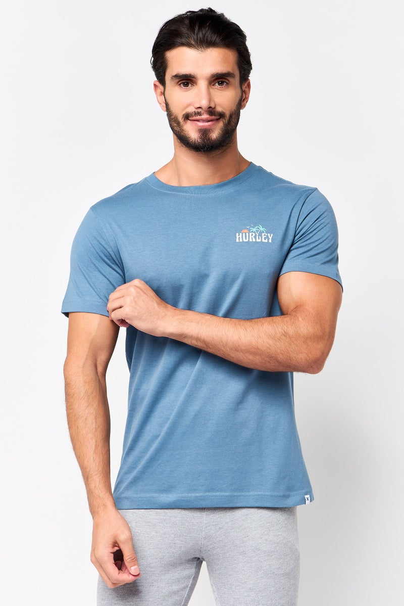 Hurley Men Sportswear Fit Short Sleeve Outdoor T-Shirt, Slate Blue - Image 1