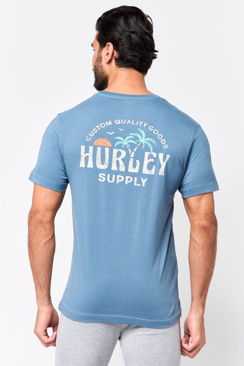 Hurley Men Sportswear Fit Short Sleeve Outdoor T-Shirt, Slate Blue - Image 4