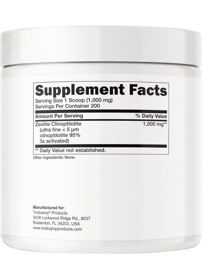 TODICAMP TODICAMP Zeolite Powder - Zeolite Clinoptilolite Powder Sorbolit Ultra FINE 1-2 µm 95% - 3X Activated - 200g - 7.05oz - Zeolite Powder Supplement - 200 Days Supply  - Image 2