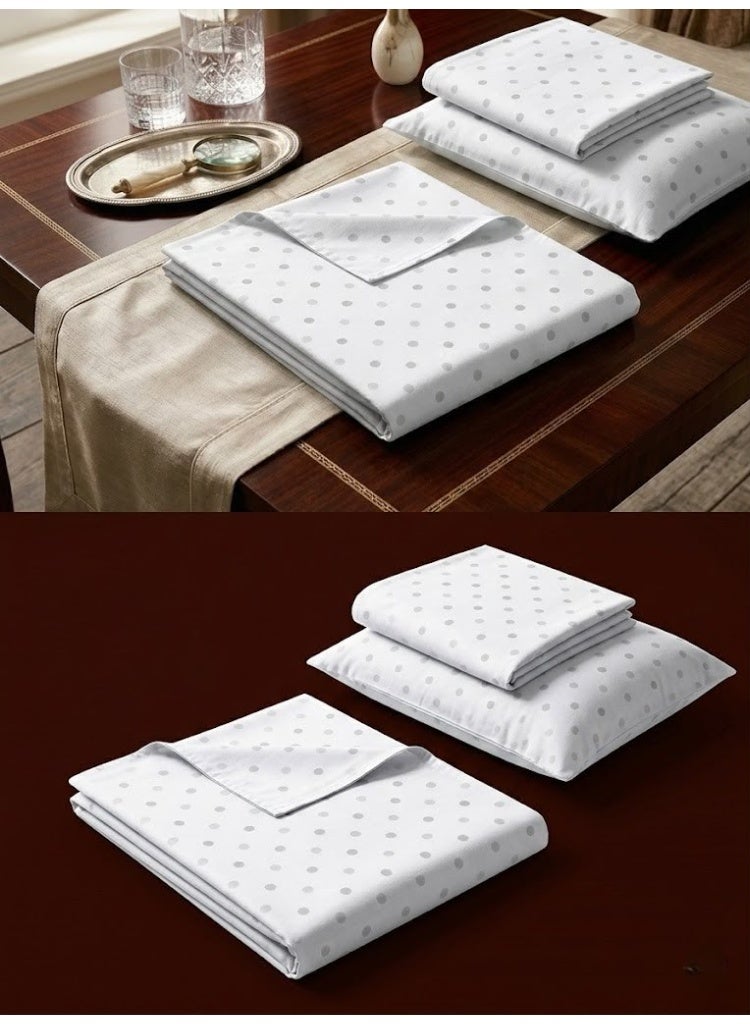 3-Piece 150 GSM Microfiber King Size Bed Sheet Set - Classic Polka Dot Print, Includes 1 Flat Sheet (270x250 CM) & 2 Pillowcases (50x75 CM) - Image 4