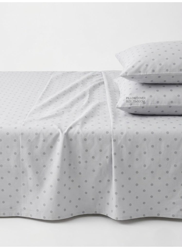 3-Piece 150 GSM Microfiber King Size Bed Sheet Set - Classic Polka Dot Print, Includes 1 Flat Sheet (270x250 CM) & 2 Pillowcases (50x75 CM) - Image 3