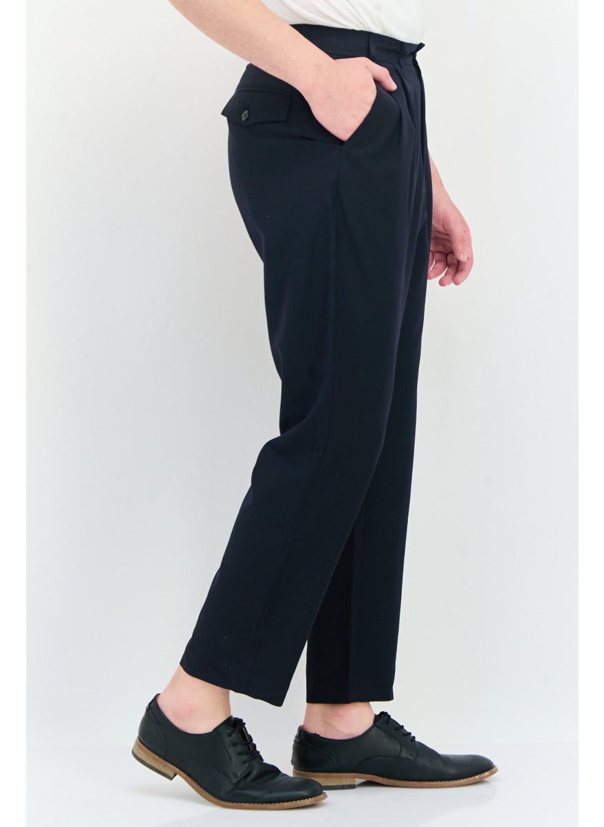 Selected Homme Men Tapered Fit Solid Dress Pants, Navy  - Image 2